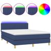 vidaXL Боксспринг легло с матрак и LED, синьо, 140x200 см, плат