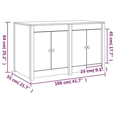 vidaXL Кухненски шкаф за открито, черен, 106x55x64 см, бор масив
