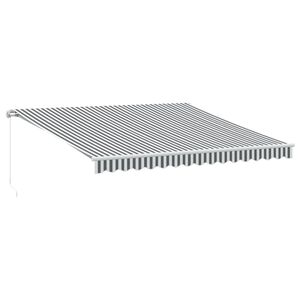 vidaXL Ръчно прибираща се тента с LED, антрацит и бял, 400x350 см