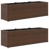 vidaXL Градински плантери с 3 саксии 2 бр кафяви 105x30x32см полиратан