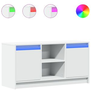vidaXL ТВ шкаф с LED, бял, 100x34x50 см, инженерно дърво