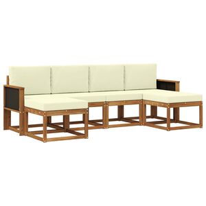 vidaXL Комплект дивани за открито 6 pcs Натурален и Крема Полиестер