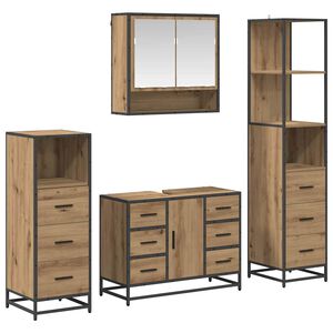 vidaXL Комплект мебели за баня 4 бр. Дъб 80 x 33 x 60 см