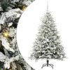 vidaXL Изкуствена светена коледна елха с комплект топки Зелено 150 cm