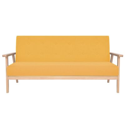 vidaXL Триместен диван, текстил, жълт