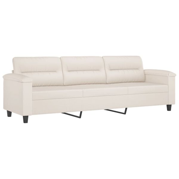 vidaXL 3-местен диван с възглавници бежово 210 см микрофибърен плат