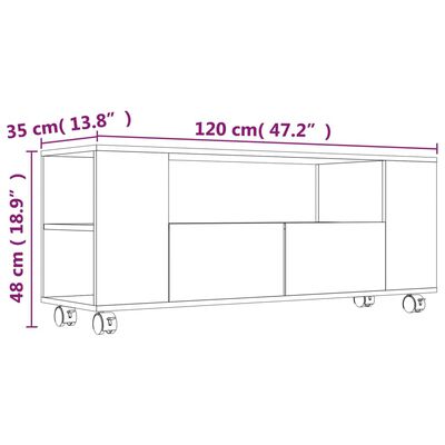 vidaXL ТB шкаф, сив, 120x35x48 см, инженерно дърво