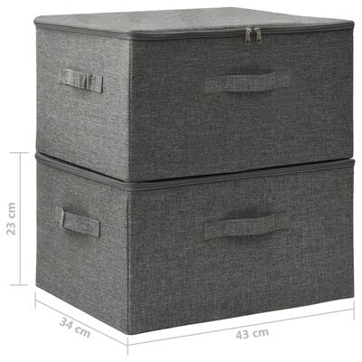 vidaXL Кутии за съхранение, 2 бр, текстил, 43x34x23 см, антрацит