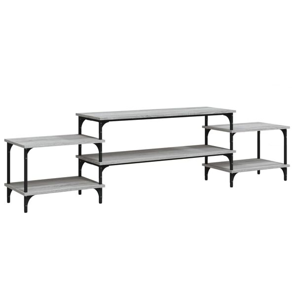 vidaXL ТB шкаф, сив сонома, 197x35x52 см, инженерно дърво