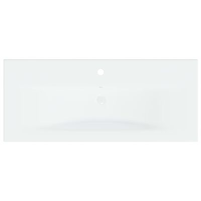vidaXL Мивка за вграждане с кран, 91x39x18 см, керамична, бяла