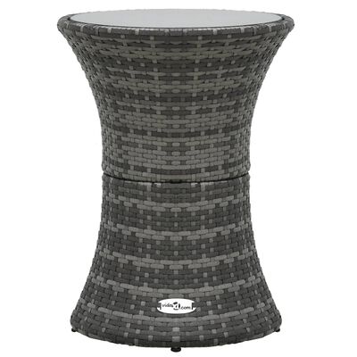 vidaXL Градинска странична маса с форма на барабан, сива, полиратан