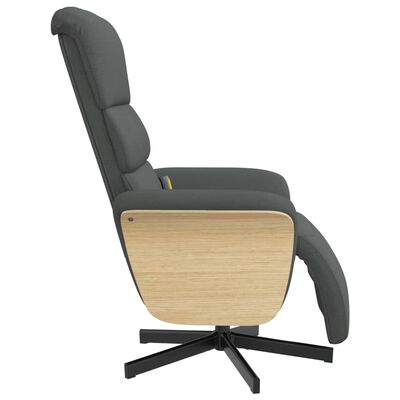 vidaXL Масажен реклайнер стол с поставка за крака, тъмносив, текстил