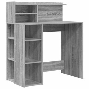 vidaXL Бюро Сив Сонома Инженерна дървесина 90 x 48 x 101,5 см