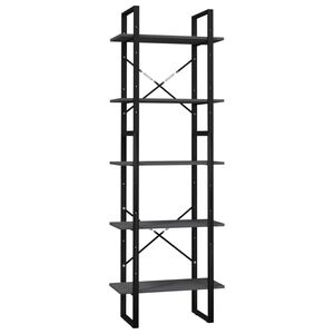 vidaXL 5-етажна библиотека, сива, 60x30x175 см, борово дърво масив