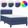 vidaXL Боксспринг легло с матрак и LED, синя, 90x190 см, плат