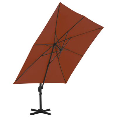 vidaXL Градински чадър чупещо рамо алуминиев прът теракота 300x300 см