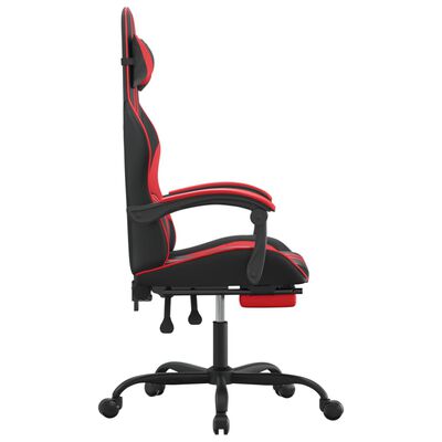 vidaXL Гейминг стол с опора, черно и червено, изкуствена кожа