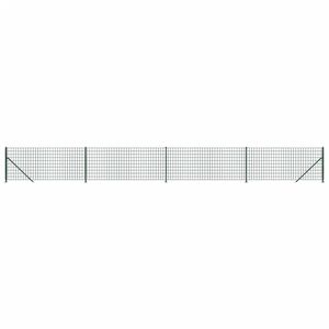 vidaXL Плетена оградна мрежа с фланец, зелена, 1x10 м