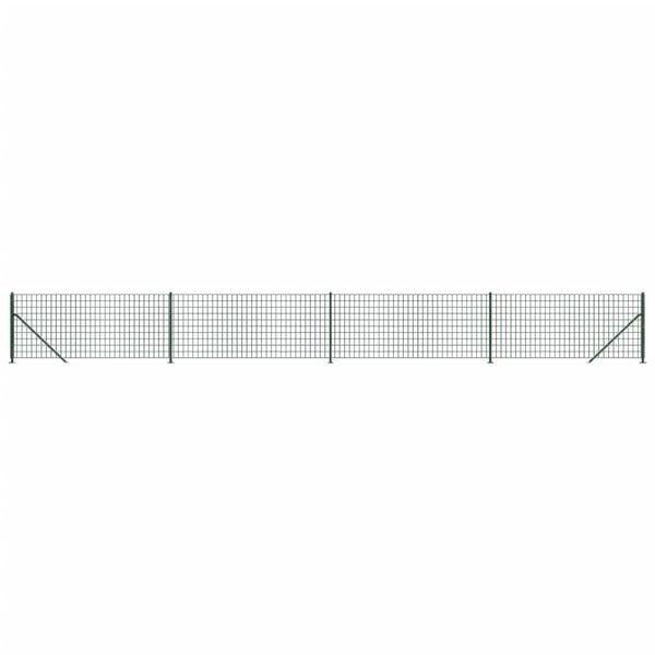 vidaXL Плетена оградна мрежа с фланец, зелена, 1x10 м