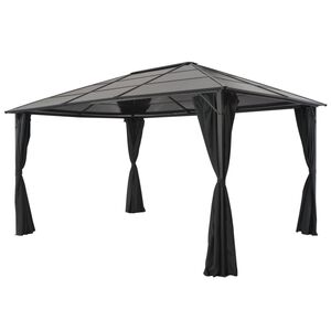 vidaXL Шатра с пердета, алуминий, 4x3x2,6 м, черна