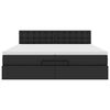 vidaXL Османска легло с матраци, черно, 200x200 см, изкуствена кожа