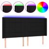 vidaXL LED горна табла за легло, черна, 183x16x118/128 см, плат
