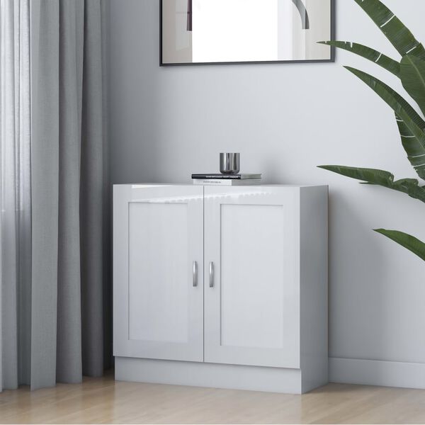 vidaXL Библиотека, бял гланц, 82,5x30,5x80 см, ПДЧ