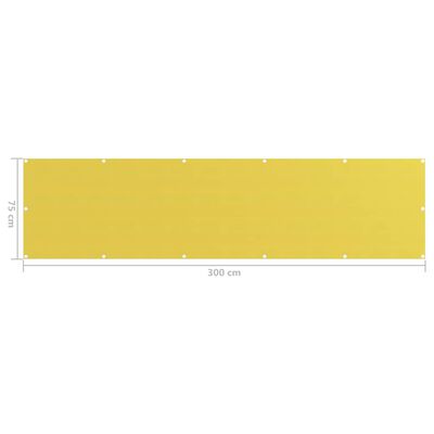 vidaXL Балконски параван, жълт, 75x300 см, HDPE