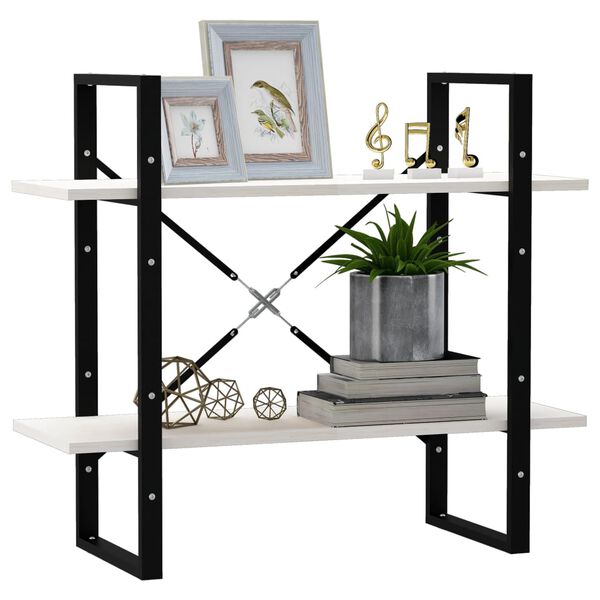 vidaXL 2-етажна библиотека, бяла, 80x30x70 см, борово дърво масив