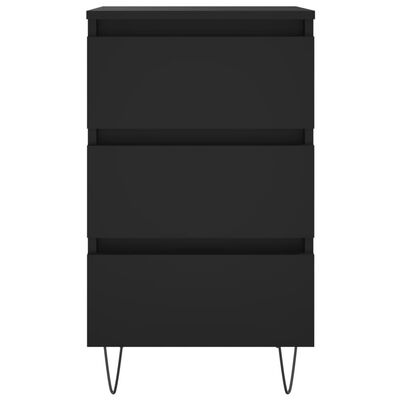 vidaXL Нощно шкафче, черно, 40x35x69 см, инженерно дърво