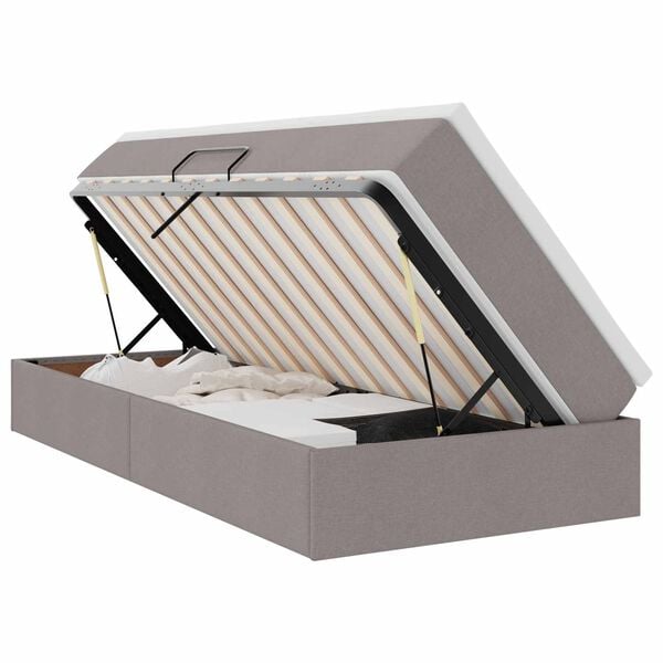 vidaXL Легло с място за съхранение и матрак с матрак Таупе 90 x 200 cm