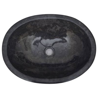 vidaXL Черна мивка, 53x40x15 см, мрамор