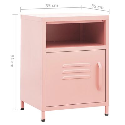 vidaXL Нощни шкафчета, 2 бр, розови, 35х35х51 см, стомана