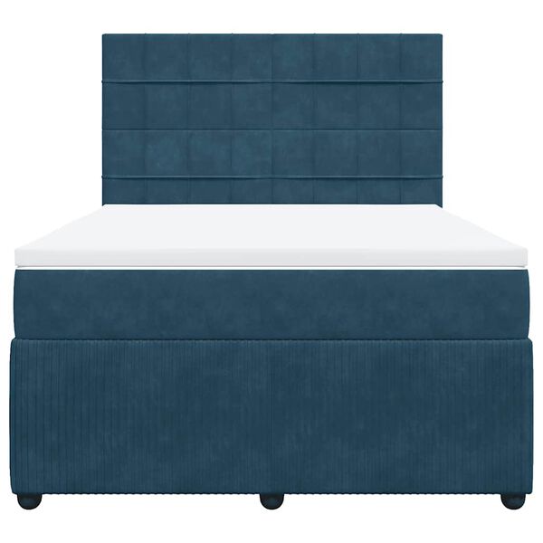 vidaXL Боксспринг легло с матрак, тъмносиньо, 140x200 см, кадифе