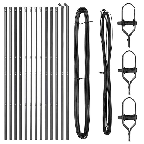 vidaXL Стълб за ограда. 13 pcs Сив Стомана