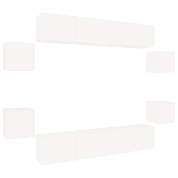 vidaXL Комплект ТВ шкафове от 8 части инженерно дърво Бял гланц