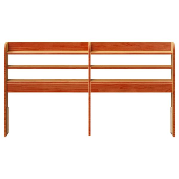 vidaXL Горна табла с рафтове, восъчнокафява, 140 см, масивно дърво бор