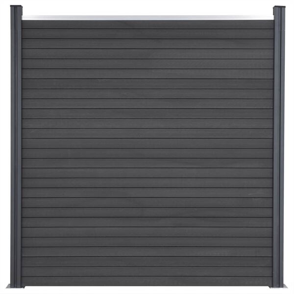 vidaXL Комплект ограден панел, сив, 180x186 см, WPC