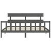 vidaXL Рамка за легло с табла, сива, 200х200 см, масивно дърво