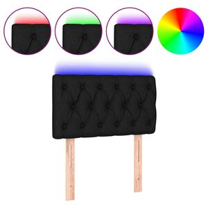 vidaXL LED горна табла за легло, черна, 80x7x78/88 см, плат