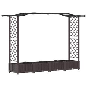vidaXL Повдигнато легло с решетка и покривка Кафяво 207 x 40 x 123 см