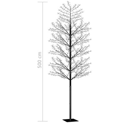 vidaXL Коледно дърво, 2000 LED топло бeли, разцъфнала череша, 500 см