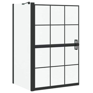vidaXL Екран за душ и вана Черен и прозрачен 80 x 68 x 128 см