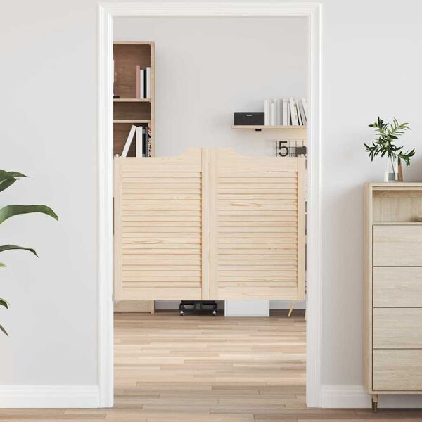 vidaXL Люлеещи се врати Louvred Design 1-Pair масивна дървесина бор