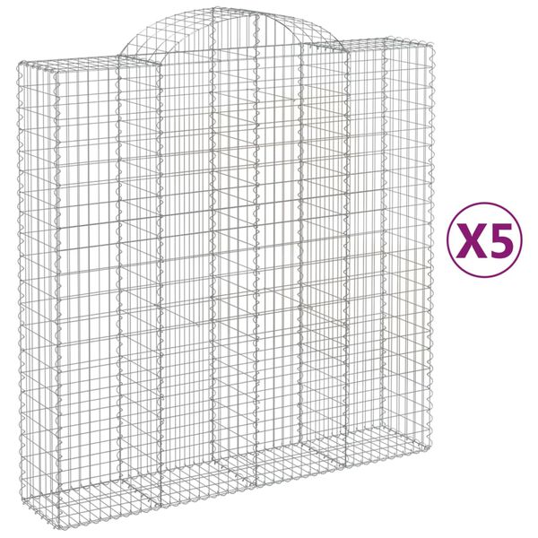vidaXL Габионни кошници арка 5 бр 200x50x200/220 см поцинковано желязо