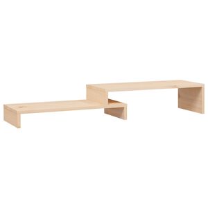 vidaXL Поставка за монитор, (52-101)x22x14 см, бор масив