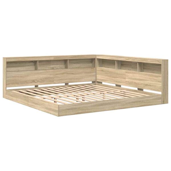 vidaXL Легло с библиотека дъб сонома 180 x 200 cm Инженерно дърво