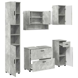 vidaXL Комплект мебели за баня 5 бр. Циментено сиво 35 x 30 x 192 см