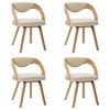 vidaXL Трапезни столове, 4 бр, кремави, извито дърво и изкуствена кожа