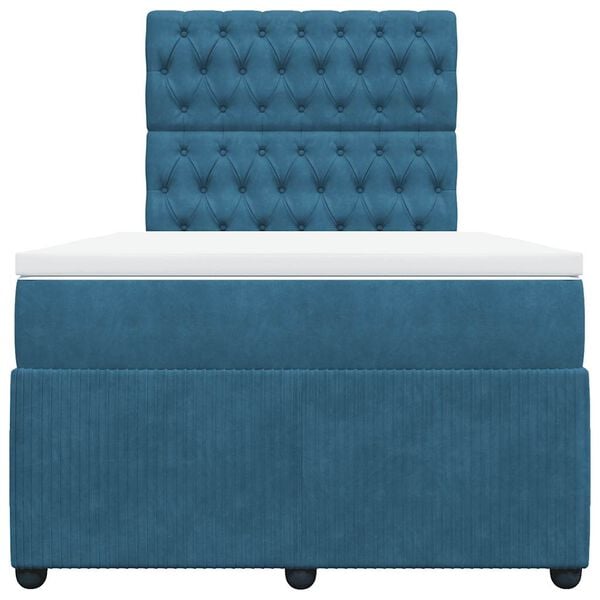 vidaXL Боксспринг легло с матрак, тъмносиньо, 120x190 см, кадифе